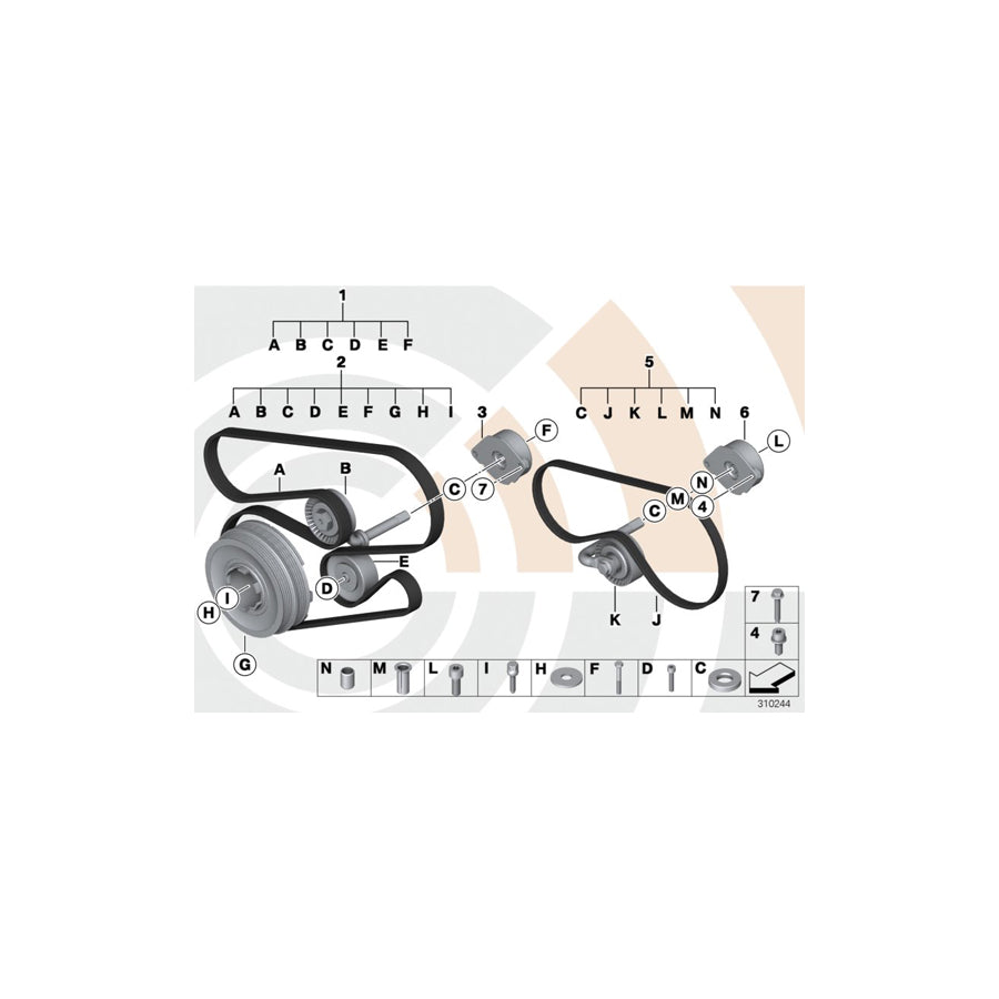 Genuine BMW 11282339100 E61 E83 Set, Belts For Water Pump, Alternator VALUE LINE (Inc. 320d, 320Cd & 318d)