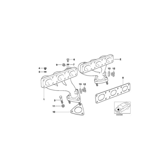 Genuine BMW 11621436517 E36 Exhaust Manifold, Rear (Inc. Z3 2.8)
