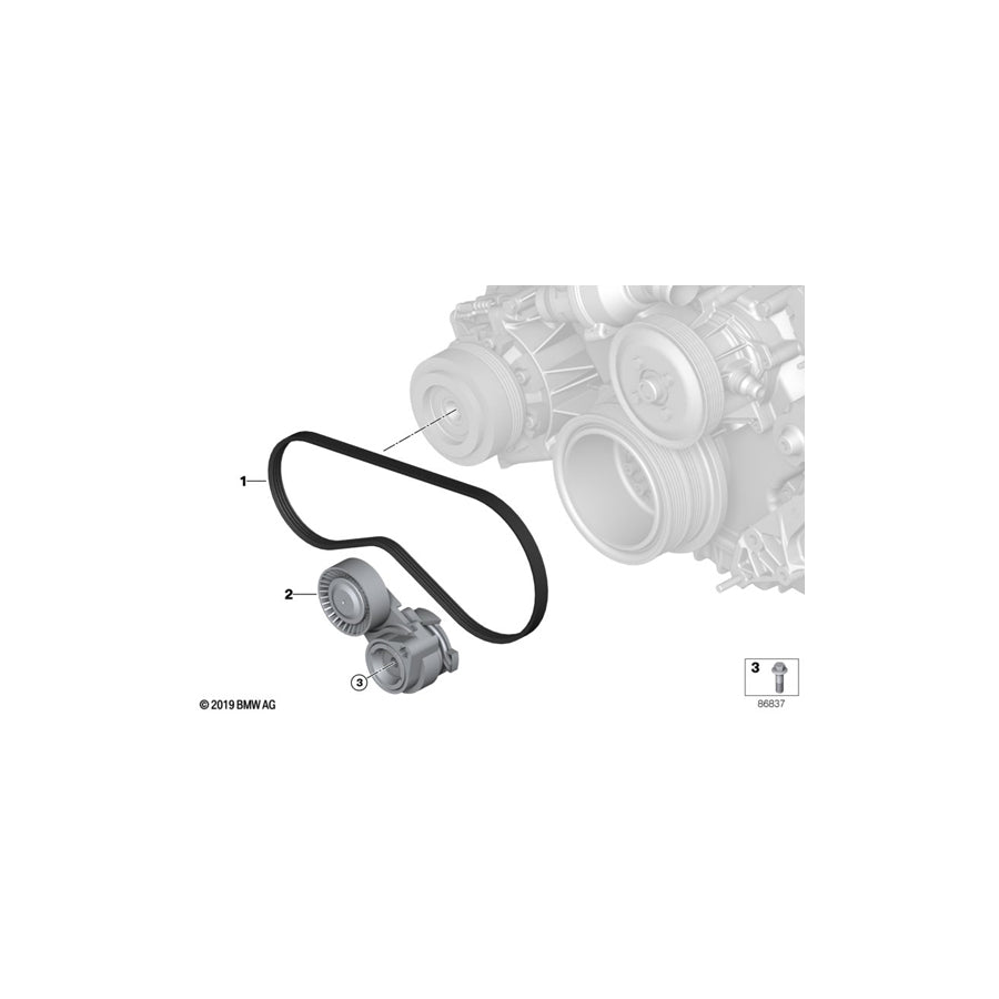 Genuine BMW 11287545346 E67 Ribbed V-Belt PK5X1165 (Inc. 745LiS)
