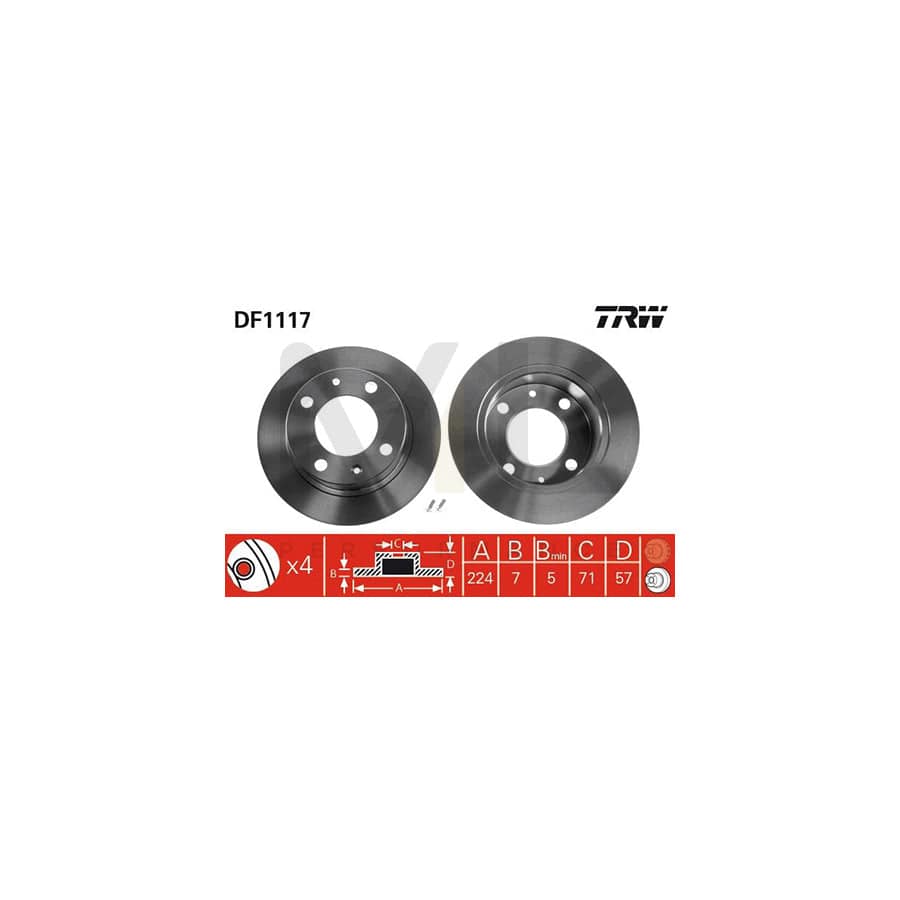 TRW DF1117 Brake Disc for CITRO??? BX Solid, with bolts/screws  - 1 piece