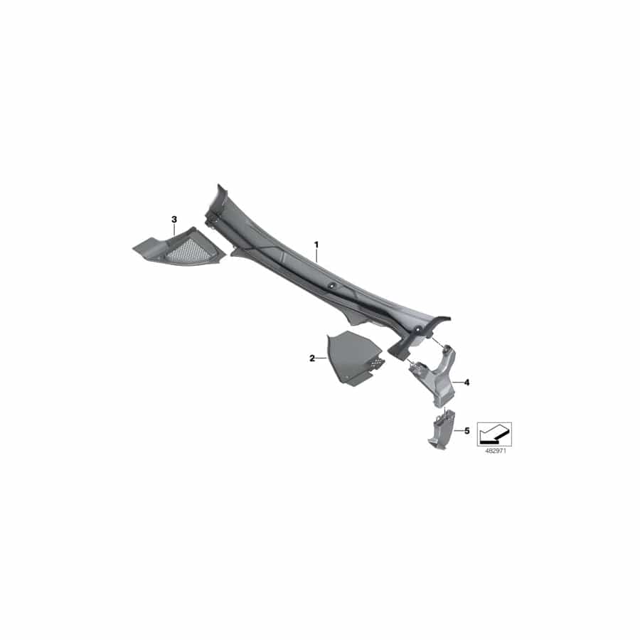 Genuine BMW 51317411519 G02 Water Drain Channel, Lower Left (Inc. X4 M40iX, X4 20dX & X3 30i)