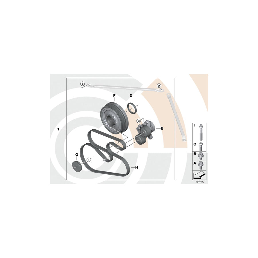 Genuine BMW 11282475019 F15 Repair Kit For Belt Drive, Complete VALUE LINE (Inc. X5 25d & X5 25dX)