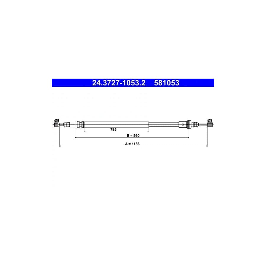 ATE 24.3727-1053.2 Hand Brake Cable for Renault Laguna