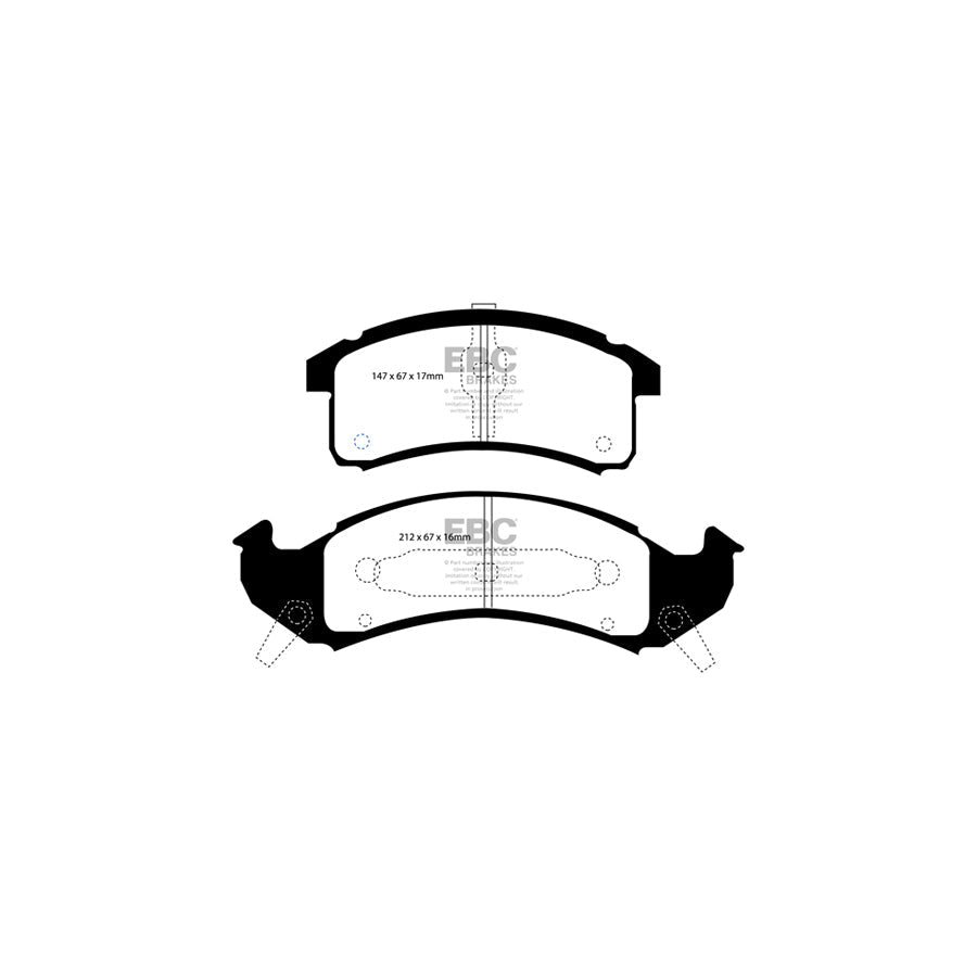 EBC DP21271 Cadillac Chevrolet Pontiac Greenstuff Front Brake Pads (Inc. Allante, Camaro, Firebird) 2 | ML Performance UK Car Parts