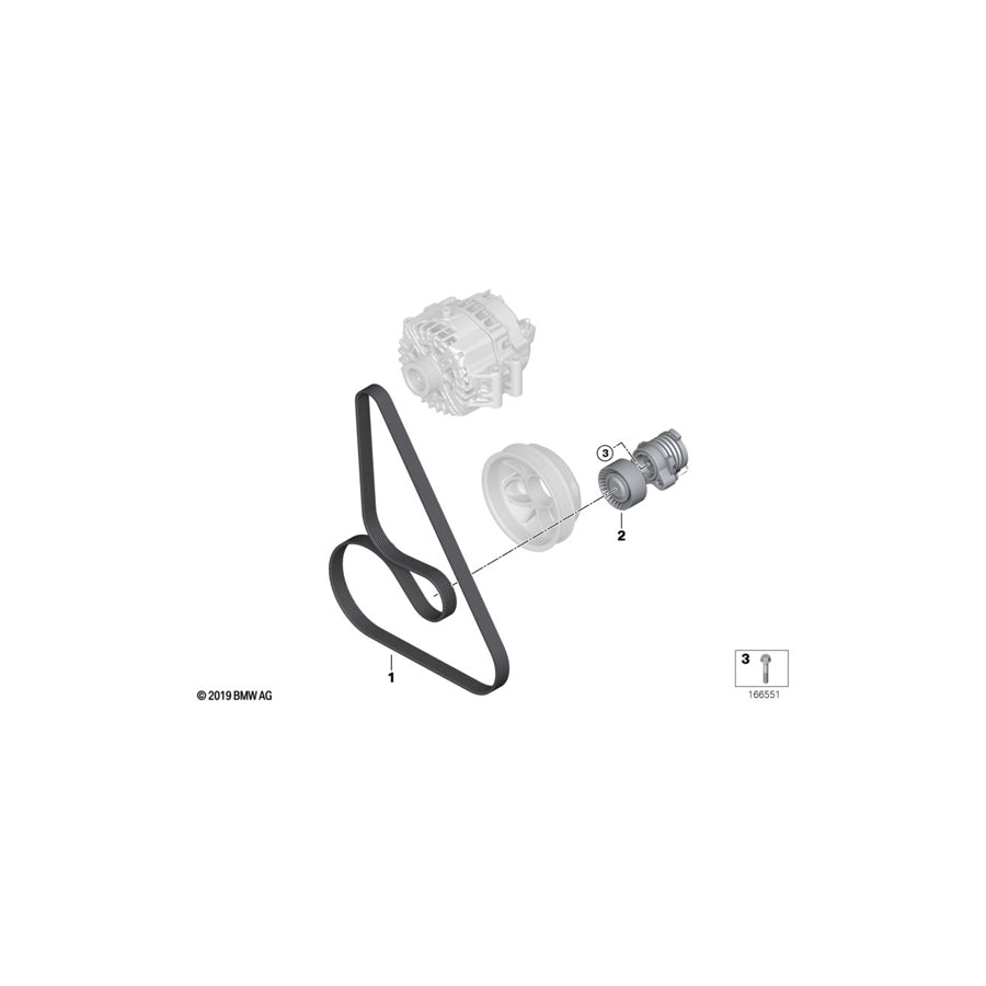 Genuine BMW 11287631827 F04 Ribbed V-Belt PK7X1367 (Inc. Hybrid 7 & Hybrid 7L)
