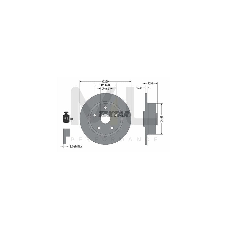 TEXTAR 92078800 Brake Disc Solid, with wheel hub, without wheel studs  - 1 piece