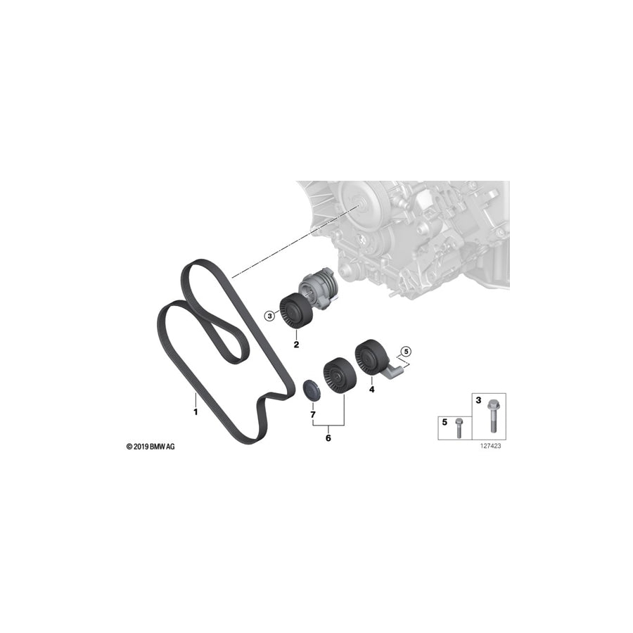 Genuine BMW 11287631820 E67 Ribbed V-Belt PK6X1508 (Inc. 745LiS)