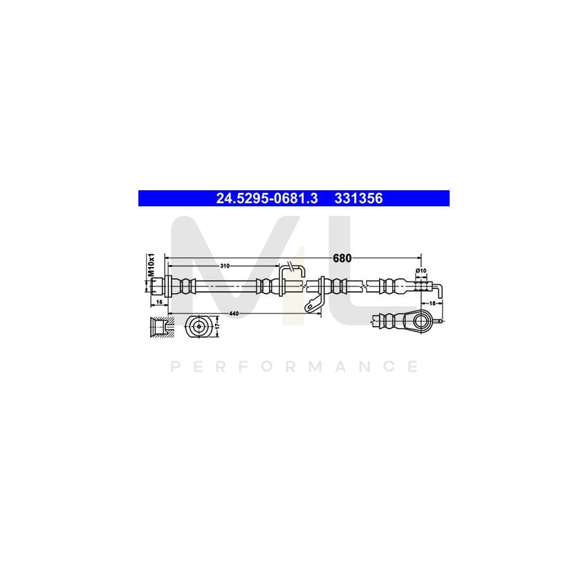 ATE 24.5295-0681.3 Brake Hose for TOYOTA RAV 4 680mm, M10x1