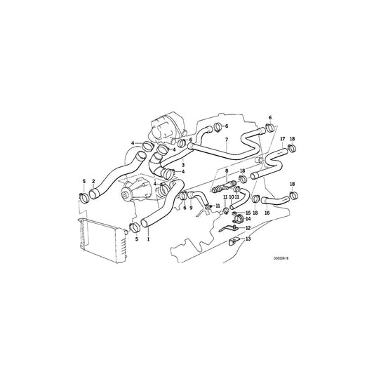 Genuine BMW 11531287551 E30 Water Hose (Inc. 324d)