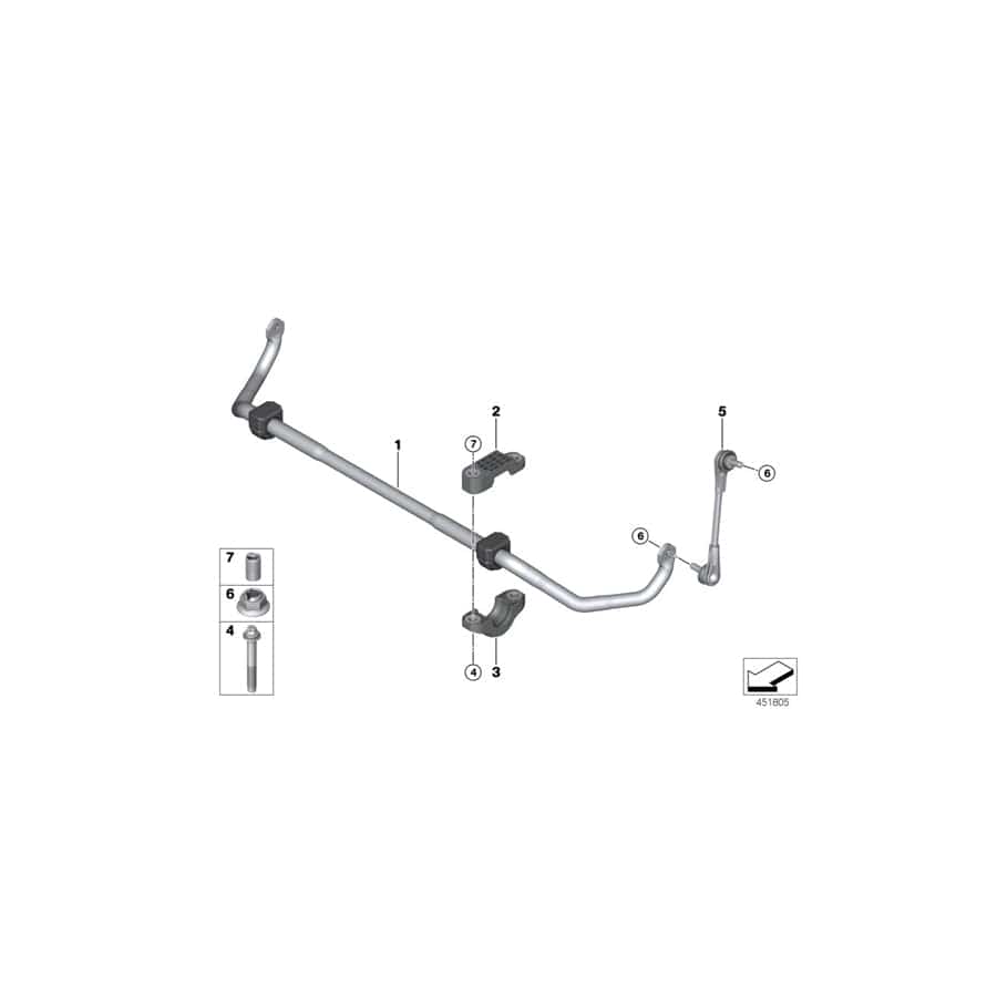 Genuine BMW 31306873466 G30 G31 G32 Stabilizer Front With Rubber Mounting (Inc. 540i, 630i & 530d)