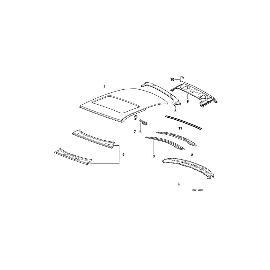 Genuine BMW 41328119759 E36 Rear Window Frame Upper Part (Inc. 320i, 325tds & M3)