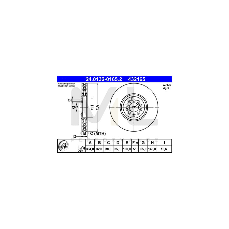 ATE 24.0132-0165.2 Brake Disc Two-piece brake disc, Vented, Coated, High-carbon