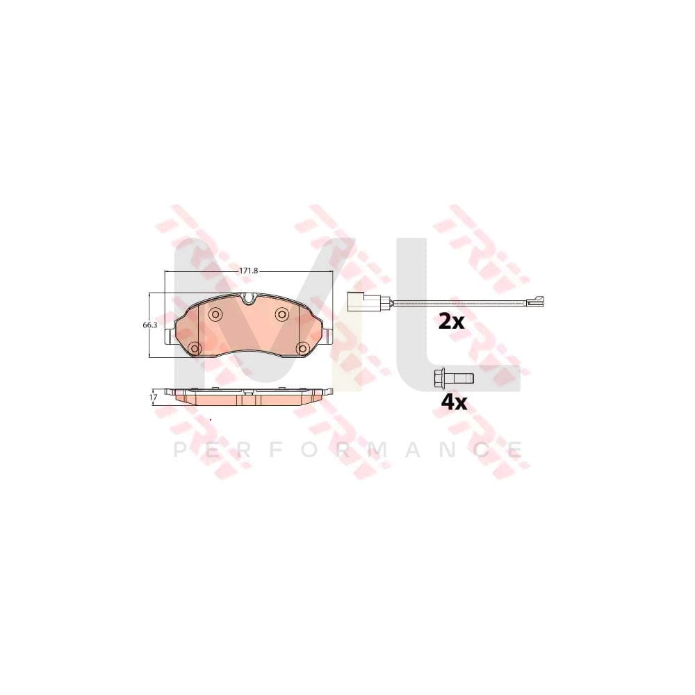 TRW Gdb2117 Brake Pad Set For Ford Transit Incl. Wear Warning Contact, With Brake Caliper Screws, With Accessories