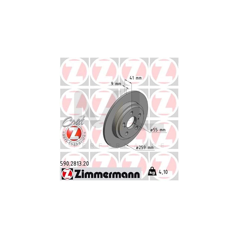 ZIMMERMANN COAT Z 590.2813.20 Brake Disc for TOYOTA Urban Cruiser (XP110) Solid, Coated  - 1 piece