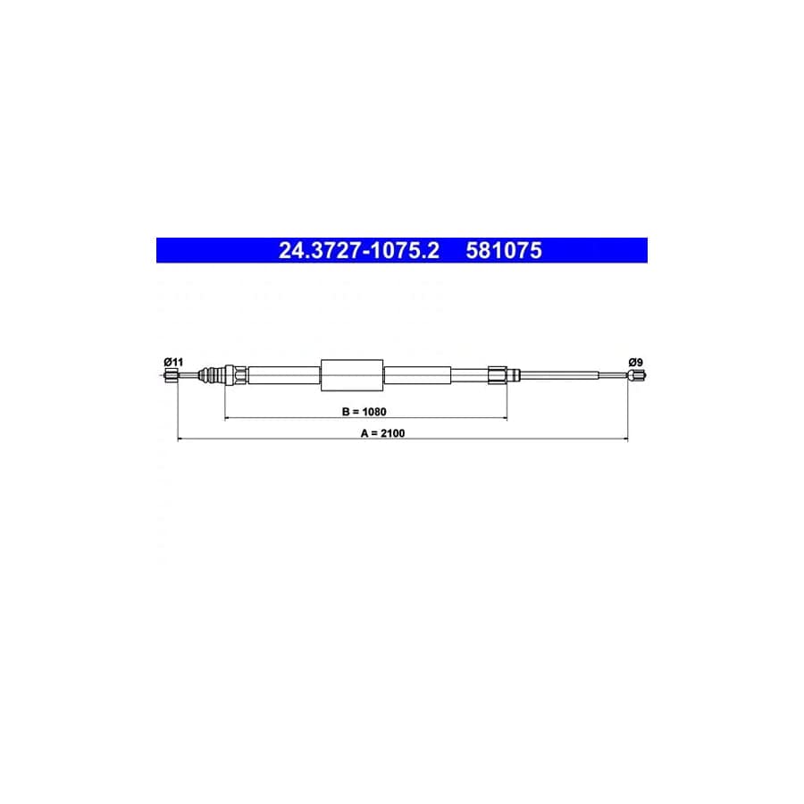 ATE 24.3727-1075.2 Hand Brake Cable for Renault Grand Sc  Nic II (Jm)