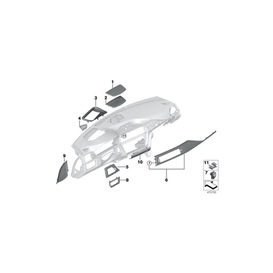 Genuine BMW 51456830582 F36 F32 F33 Trim F.Dashboard Aluminum Carbon Driver PERLGLANZ CHROM (Inc. 320i, 330dX & 330d)