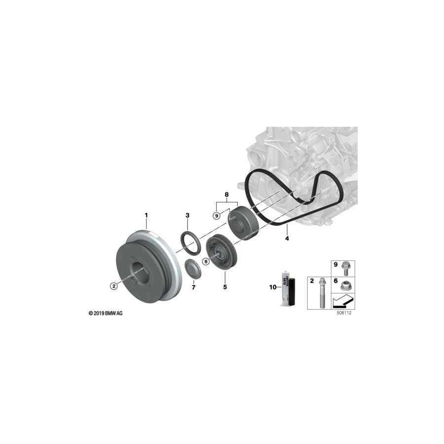 Genuine BMW 11289455974 G12 G05 G11 Mechanical Belt Tensioner 4PK (Inc. 745LeX, 745e & 745Le)