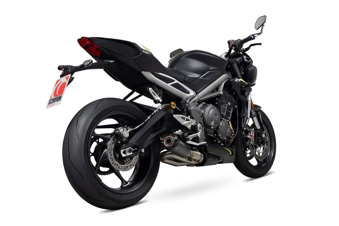 Scorpion PTR89BCER Triumph Red Power Slip-On - Black Ceramic Coated Sleeve (Street Triple 765 R / RS) | ML Performance UK UK
