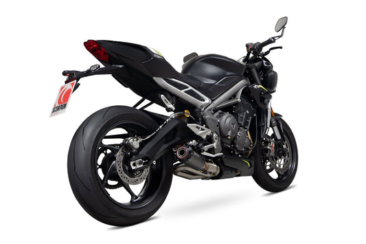 Scorpion PTR89BCER Triumph Red Power Slip-On - Black Ceramic Coated Sleeve (Street Triple 765 R / RS) | ML Performance UK UK