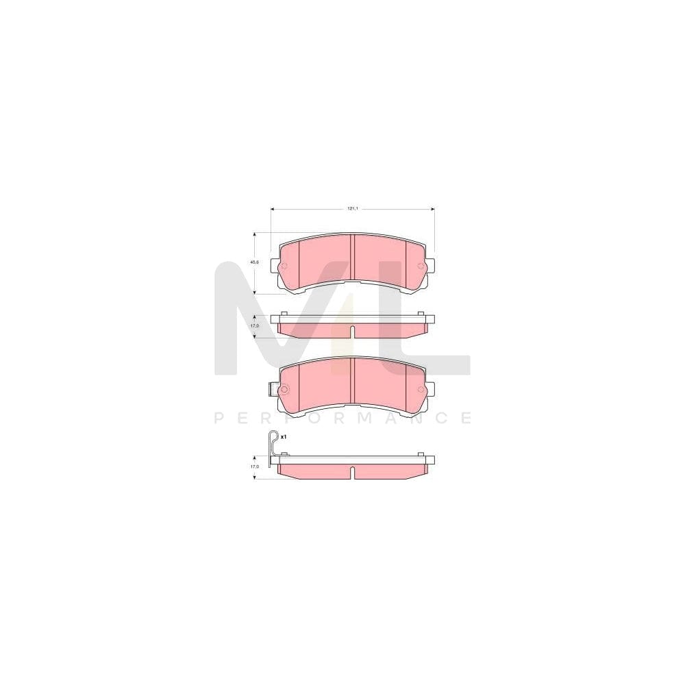 TRW Gdb3362 Brake Pad Set For Nissan Patrol Gr V Off-Road (Y61) With Acoustic Wear Warning