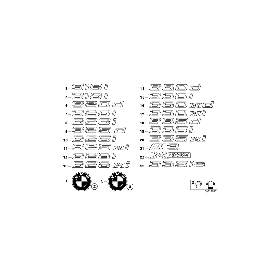 Genuine BMW 51147183148 E92 Emblem Adhered Rear - 328XI - (Inc. 328xi)