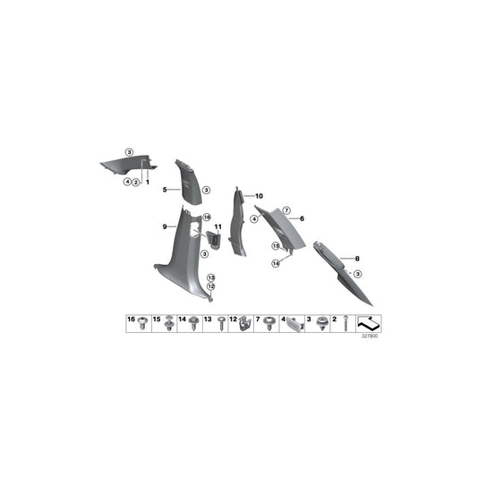 Genuine BMW 51448058893 Left Column A Cover ANTHRAZIT (Inc. X5 25dX, X5 40dX & X5 M50dX)