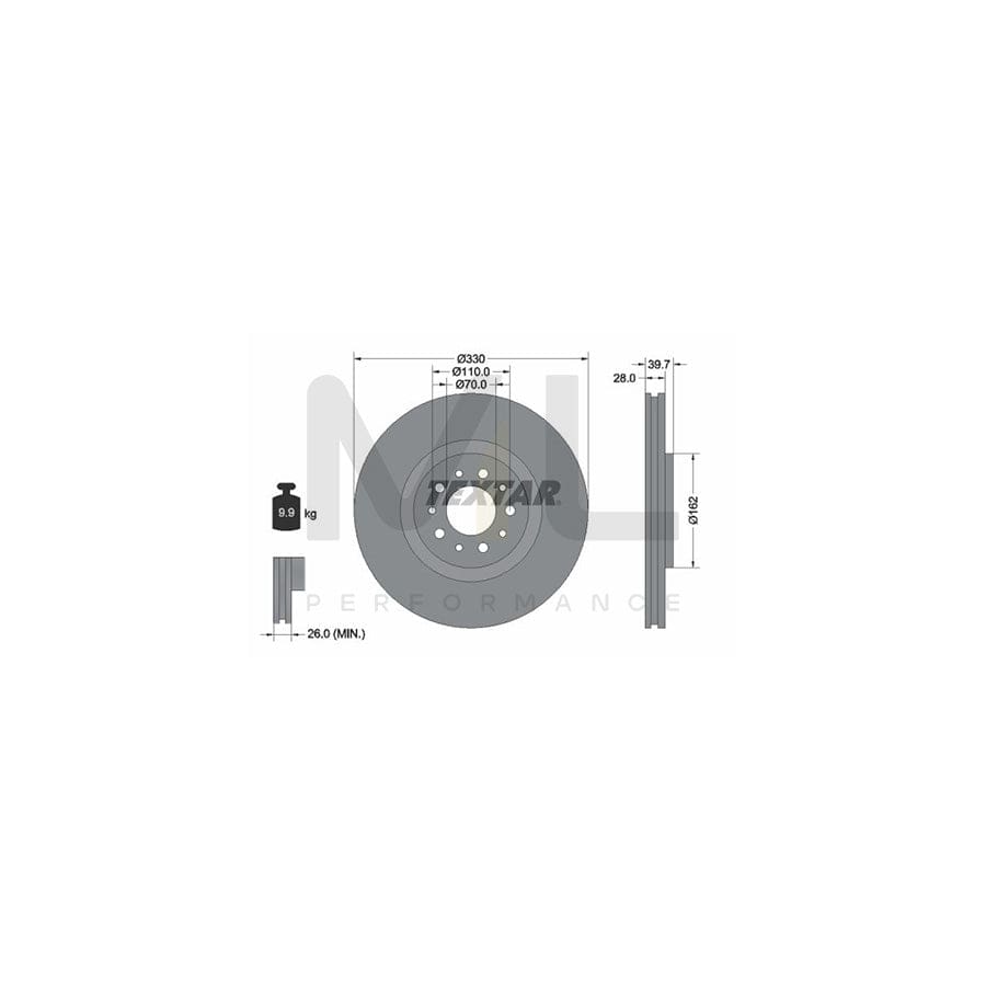 TEXTAR PRO 92145103 Brake Disc Internally Vented, Coated, without wheel hub, without wheel studs  - 1 piece