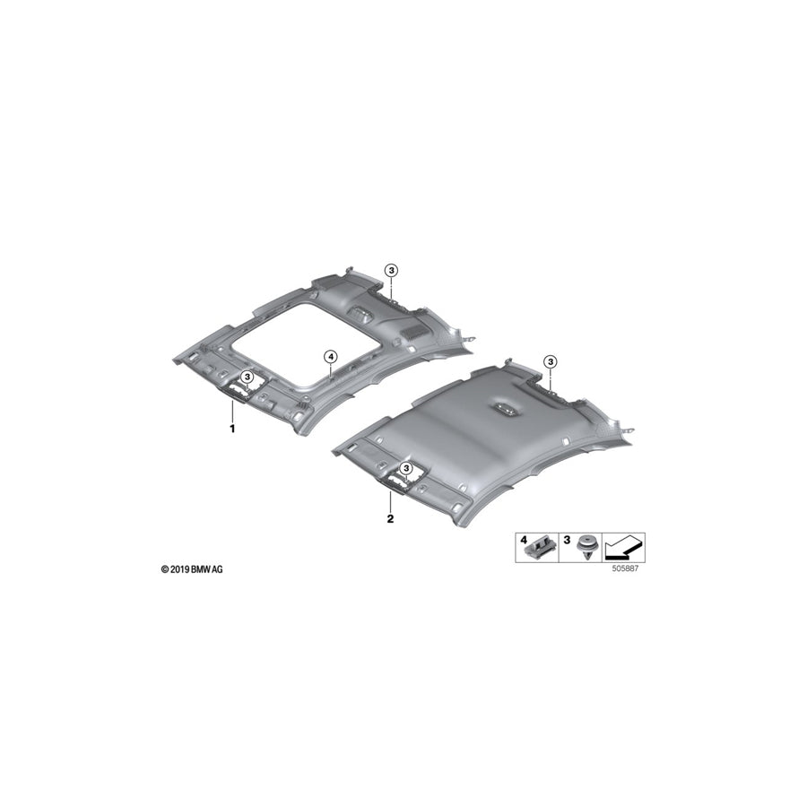Genuine BMW 51447956435 F44 Headlining EVERESTGREY (Inc. 228iX)