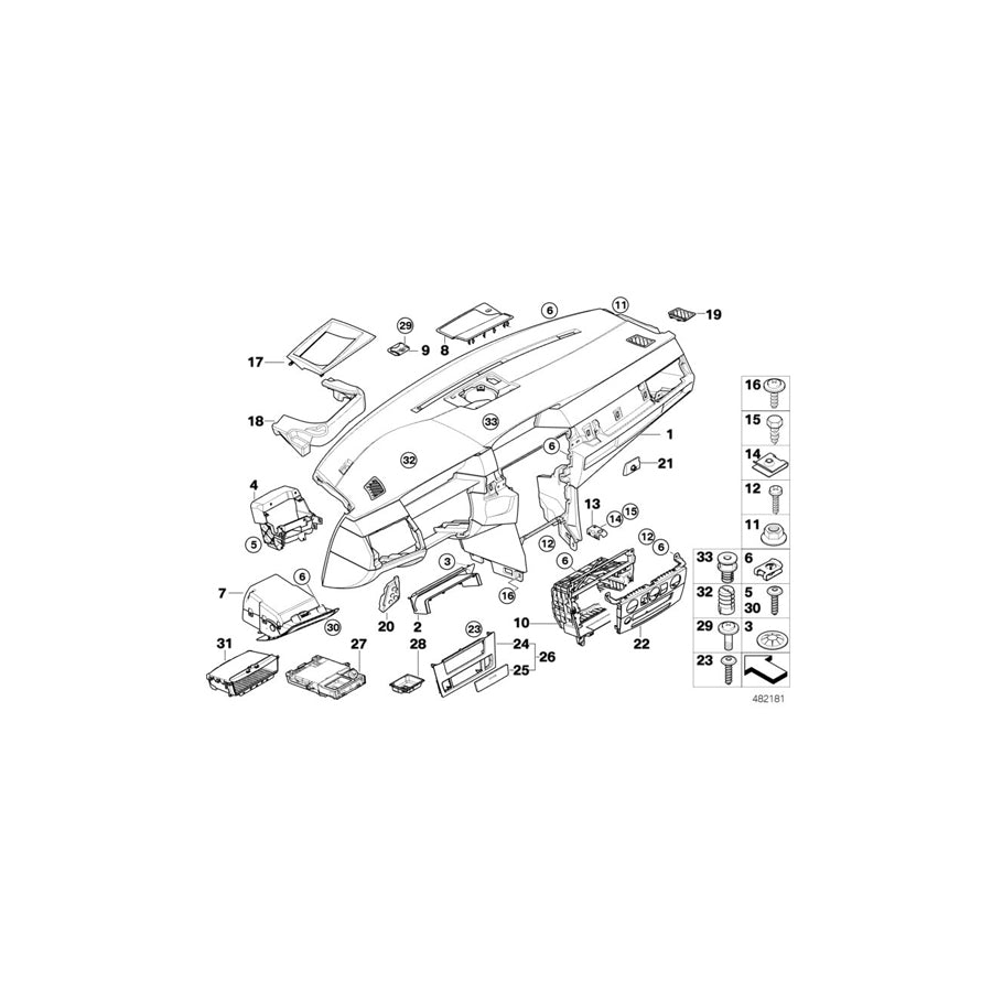 Genuine BMW 51458045228 E60 E61 Cover Panel Dashboard Al Shadow Middle (Inc. M5)