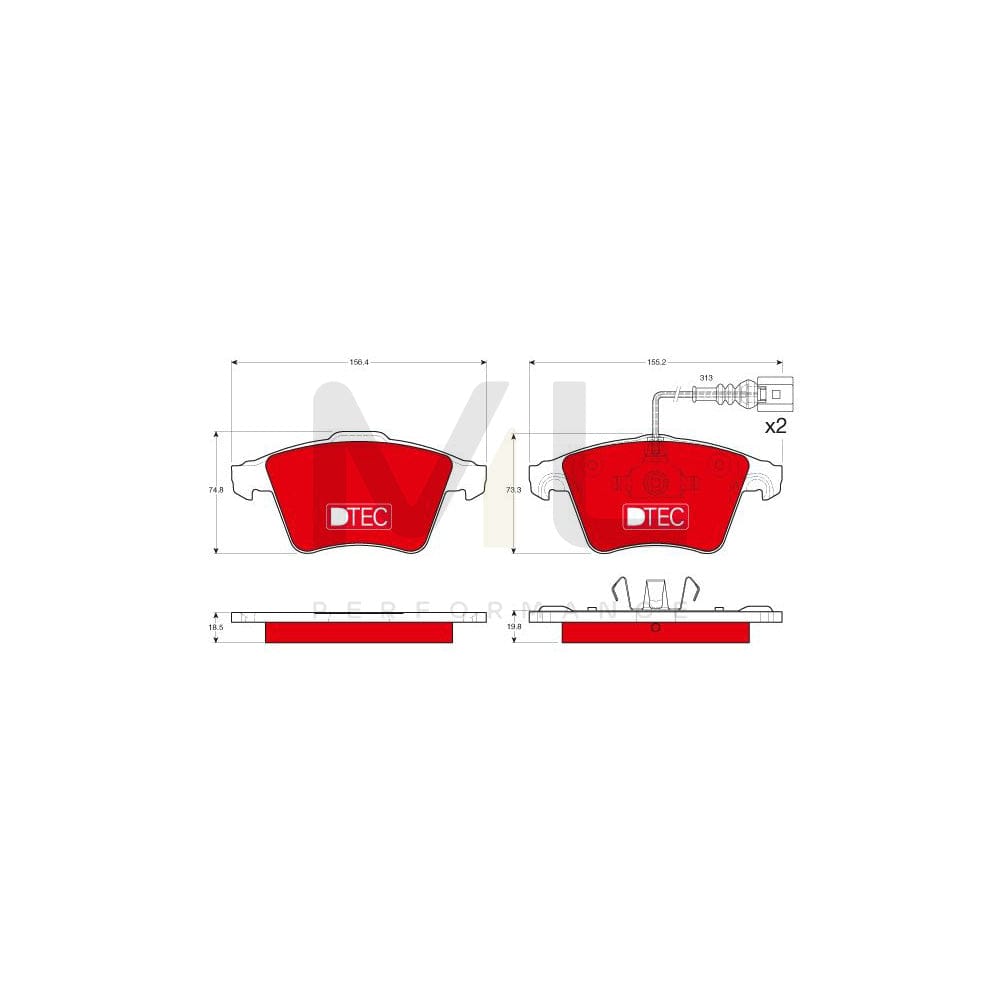 TRW Dtec Cotec Gdb1651Dte Brake Pad Set For Vw Touareg I (7La, 7L6, 7L7) Incl. Wear Warning Contact