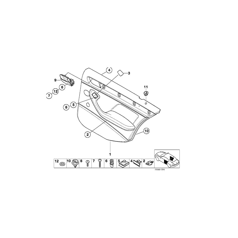 Genuine BMW 51427043010 E46 Door Trim Panel, Rear, Right ANTHRAZIT (Inc. 330d, 328i & 325xi)