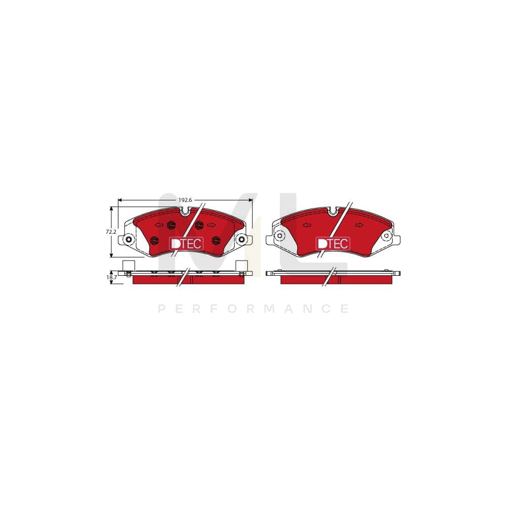 TRW Dtec Cotec Gdb1898Dte Brake Pad Set Prepared For Wear Indicator, With Brake Caliper Screws, With Accessories