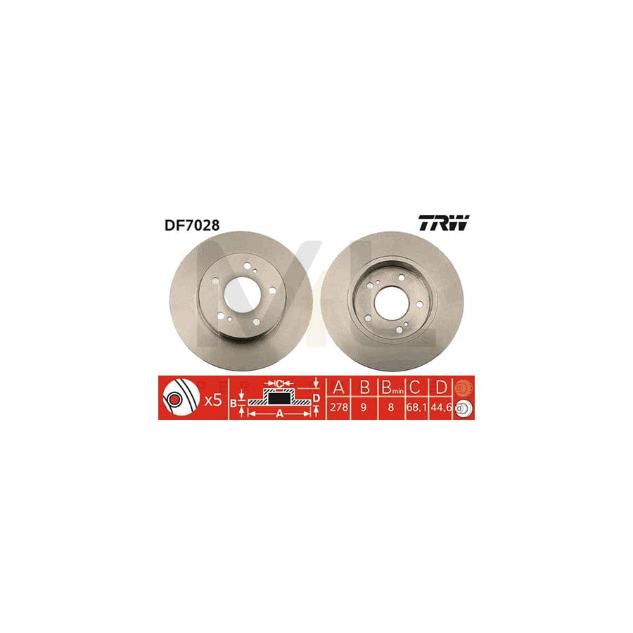 TRW DF7028 Brake Disc Solid, Painted  - 1 piece