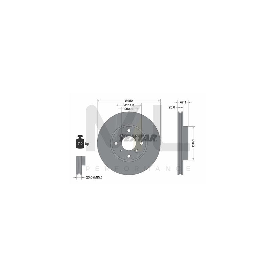 TEXTAR 92110100 Brake Disc for HONDA ACCORD Internally Vented, without wheel hub, without wheel studs  - 1 piece