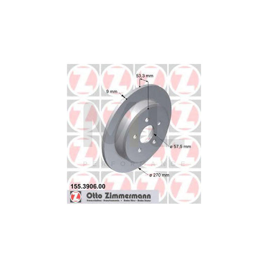 ZIMMERMANN 155.3906.00 Brake Disc Solid  - 1 piece