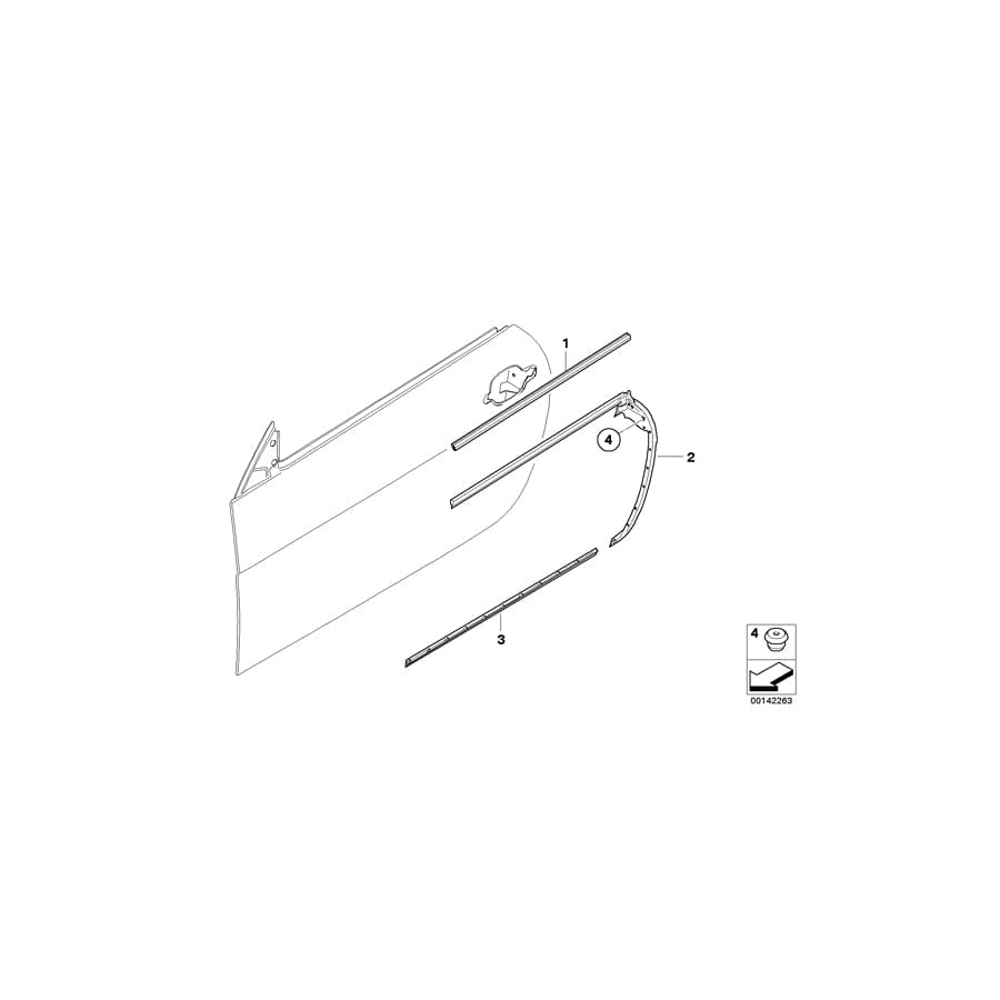 Genuine BMW 51337077938 E64 Channel Cover,Exterior,Door, Front Right SCHWARZ (Inc. 645Ci, 635d & M6)
