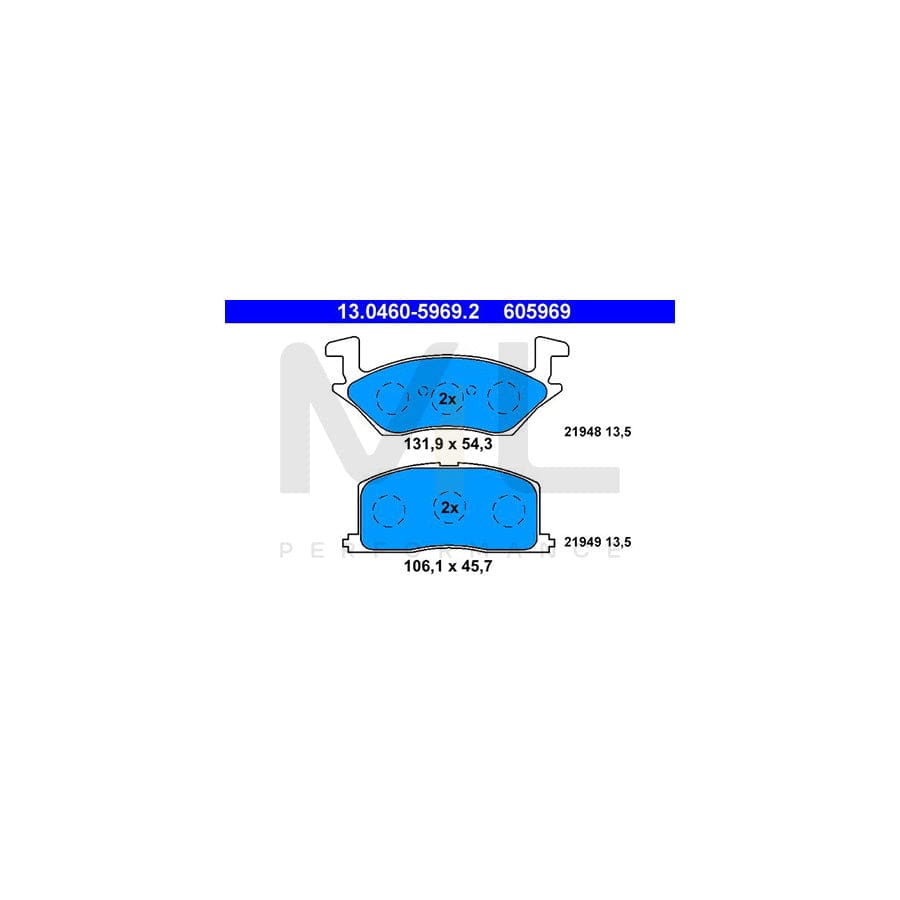 ATE 13.0460-5969.2 Brake pad set for TOYOTA STARLET excl. wear warning contact, not prepared for wear indicator