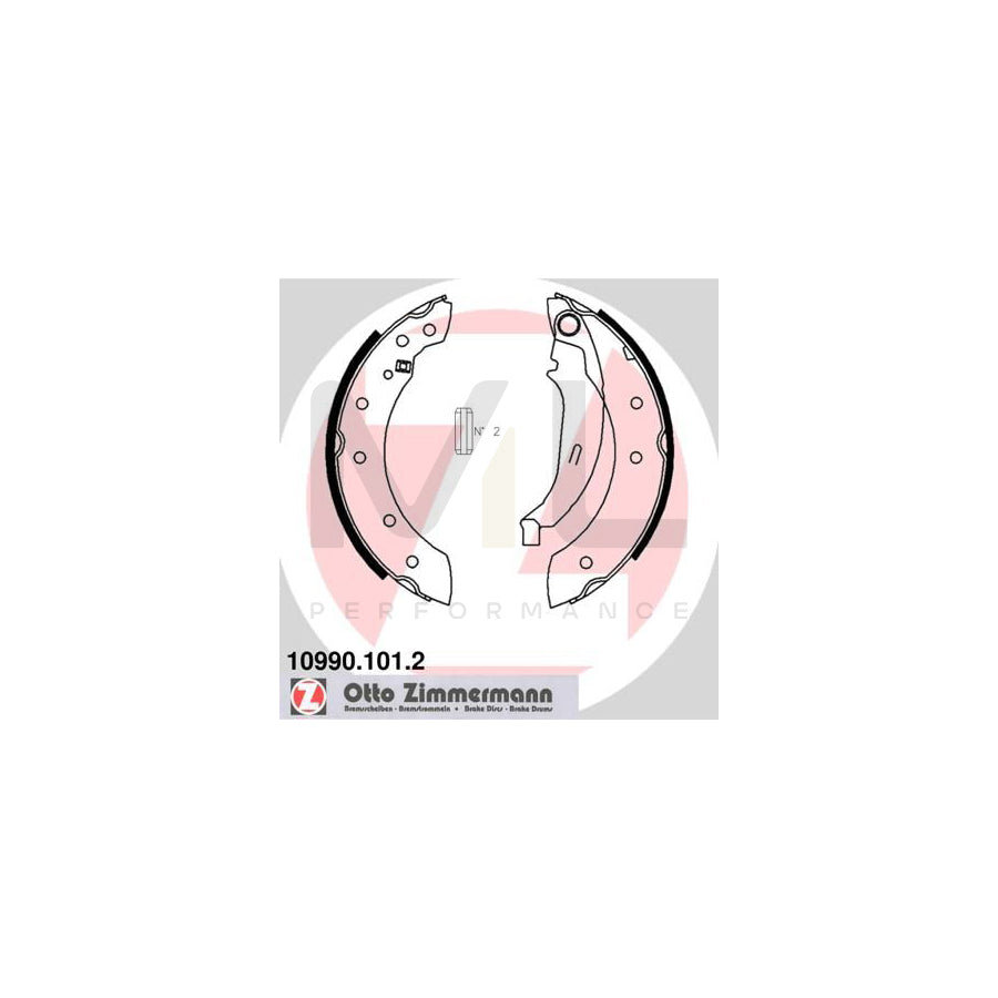 ZIMMERMANN 10990.101.2 Brake Shoe Set Photo corresponds to scope of supply, with lever