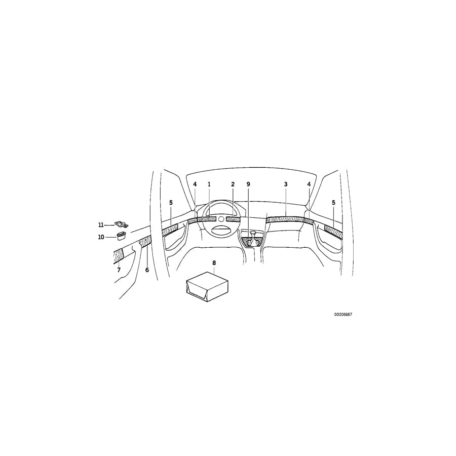 Genuine BMW 51418111189 E32 Wooden Cover Rear Left NUSSBAUM (Inc. 750i, 740i & 750iLS)