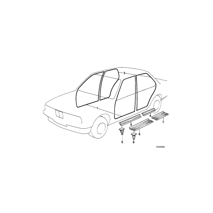 Genuine BMW 51478139196 E32 Sill Strip Rear Right SILBERGRAU (Inc. 750i, 735i & 730i)