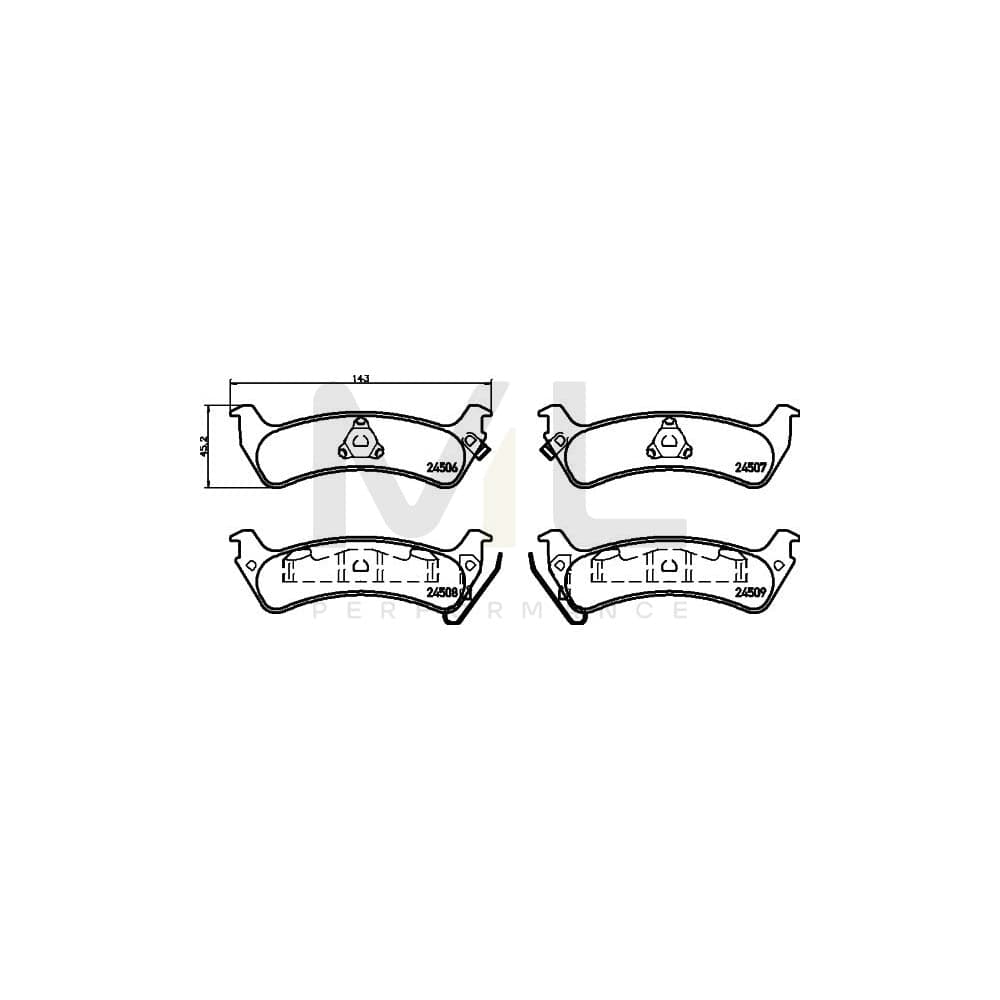 Hella 8DB 355 013-091 Brake Pad Set For Jeep Grand Cherokee I (Zj, Zg) With Acoustic Wear Warning | ML Performance Car Parts