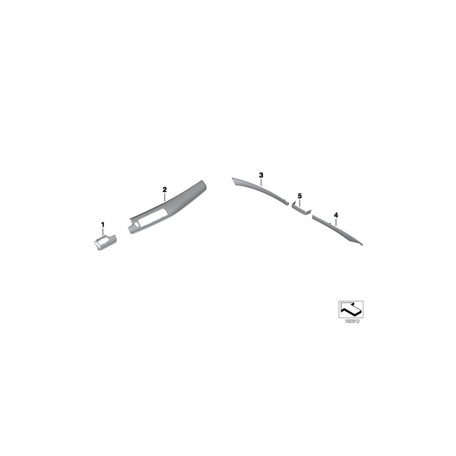 Genuine BMW 51457985708 F07 Decor Strip For I-Panel, Leather, Right PLATIN (Inc. 535d, 520d & 528i)