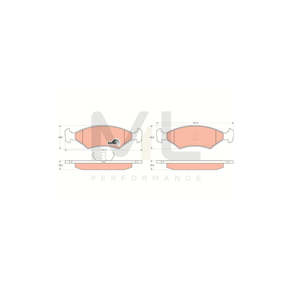 TRW Cotec Gdb255 Brake Pad Set Not Prepared For Wear Indicator