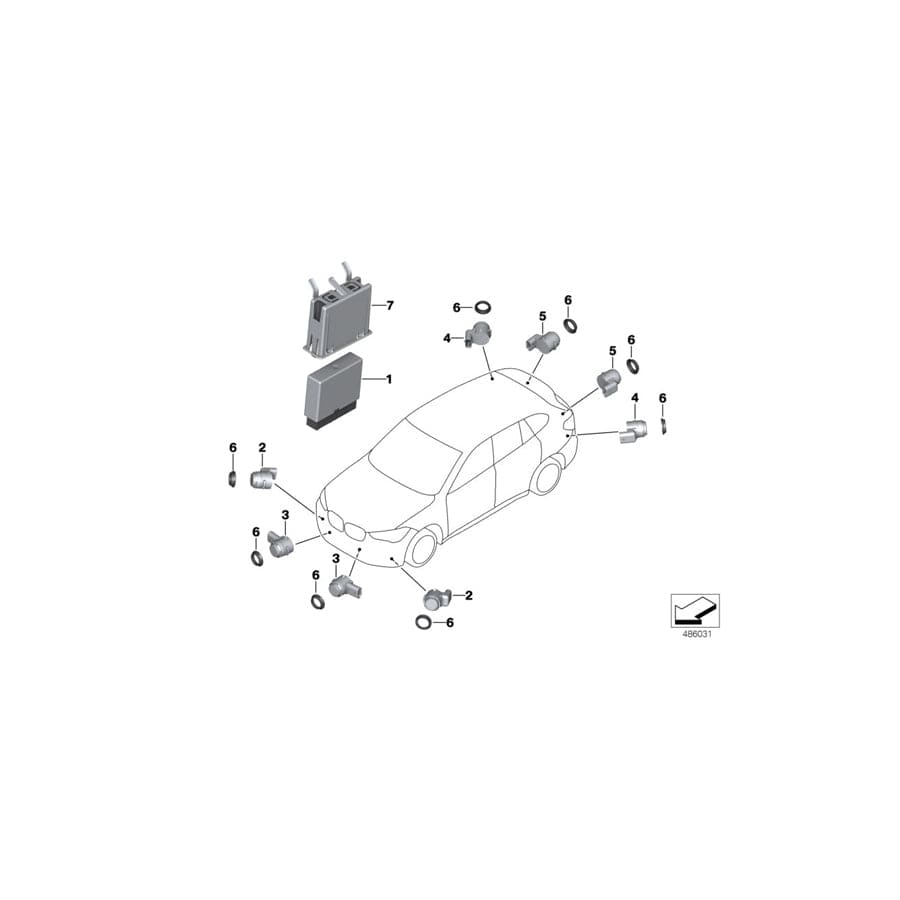 Genuine BMW 66209312621 F39 F48 Ultrasonic Transducer Sparkling Storm WC07 (Inc. X2 20iX, X1 25iX & X2 25dX)