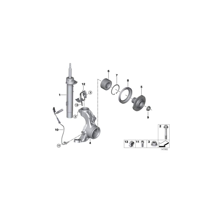 Genuine BMW 31316780198 E91 Front Right Spring Strut (Inc. 330xd, 325xi & 335xi)