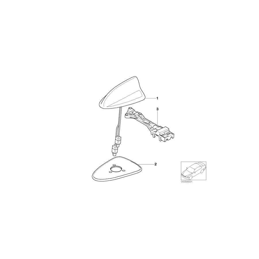 Genuine BMW 84506916133 E46 Telephone Antenna Multi-Band, Primed (Inc. 316ti, 325ti & 318td)