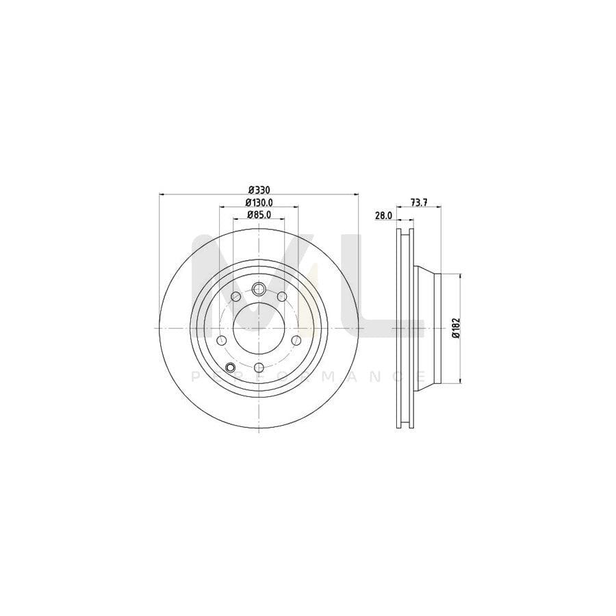 HELLA PRO 8DD 355 109-821 Brake Disc Internally Vented, Coated, without wheel hub, without wheel studs | ML Performance Car Parts