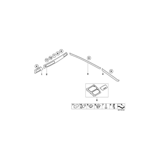 Genuine BMW 51428036703 E90 Decorative Strip, Door Rear Left CARBON SCHWARZ (Inc. M3)