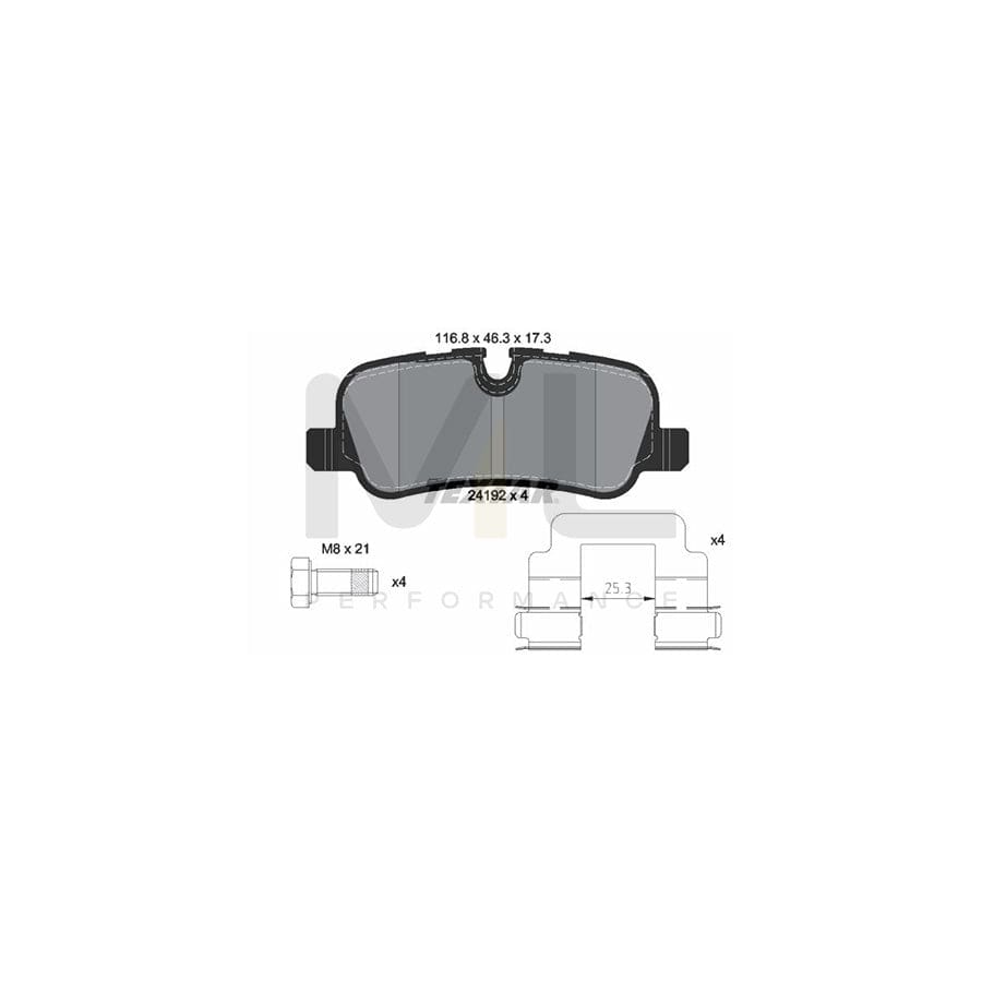 TEXTAR 2419201 Brake pad set prepared for wear indicator, with brake caliper screws, with accessories