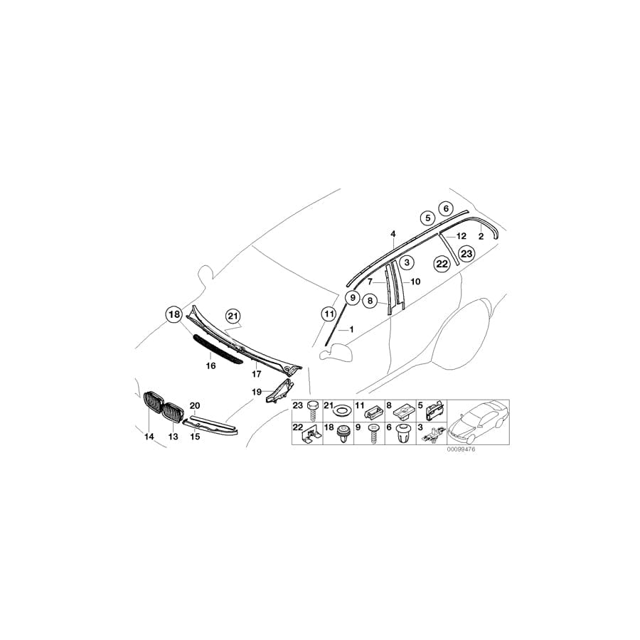 Genuine BMW 51137890668 E46 Molding, Roof Drainage, Right Rear GLANZSCHWARZ (Inc. 330d, 330xi & 320d)